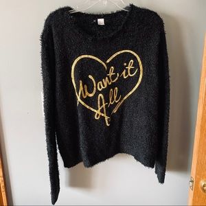 H&M black fuzzy sweater